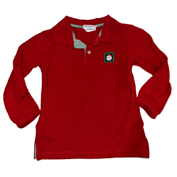Zuccini Kids Red Long Sleeve Polo Shirt Boys Santa Embroidery Size 4 - Picture 1 of 6